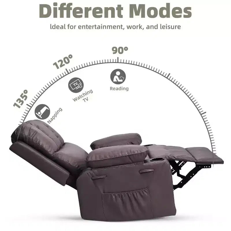 Oversized Manual Recliner Chair, 360 Swivel Rocker Recliners with Heat & Massage, Soft Lazy Boy Recliner Sofa Chair