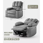 Fauteuil inclinable manuel surdimensionné, fauteuils inclinables à bascule pivotants à 360° avec chauffage et massage, fauteuil inclinable paresseux doux