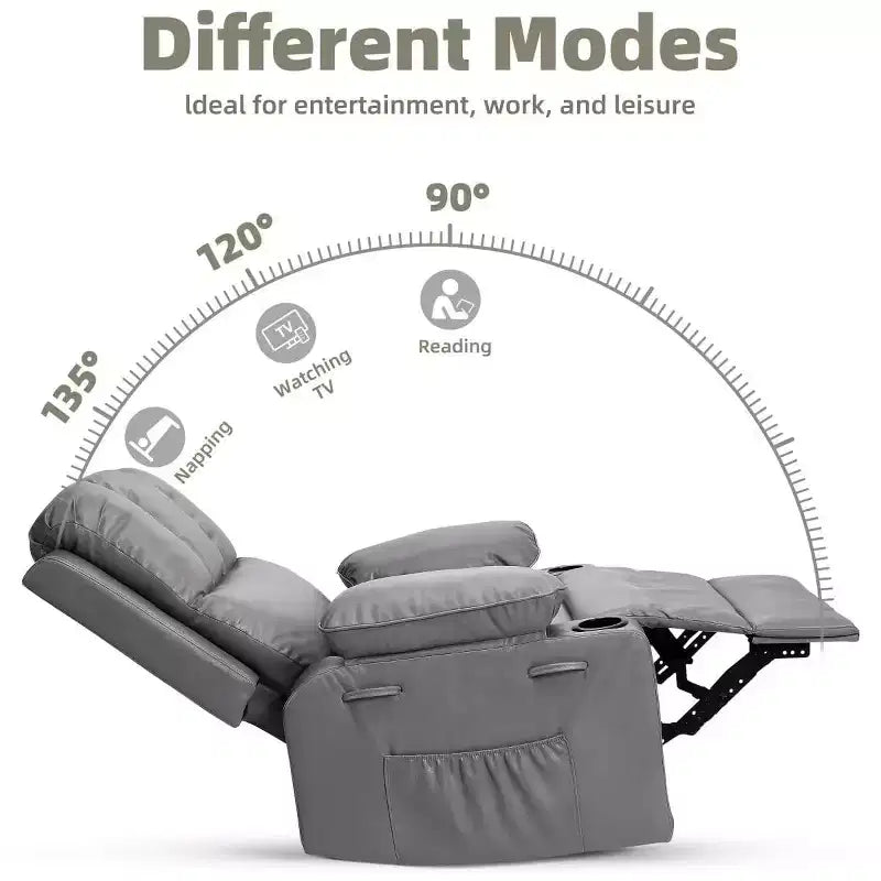 Oversized Manual Recliner Chair, 360 Swivel Rocker Recliners with Heat & Massage, Soft Lazy Boy Recliner Sofa Chair