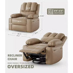 Fauteuil inclinable manuel surdimensionné, fauteuils inclinables à bascule pivotants à 360° avec chauffage et massage, fauteuil inclinable paresseux doux
