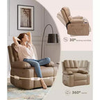 Fauteuil inclinable manuel surdimensionné, fauteuils inclinables à bascule pivotants à 360° avec chauffage et massage, fauteuil inclinable paresseux doux