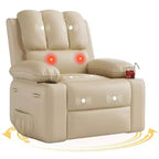 GustoWave Oversized Manual Recliner Chair, 360 Swivel Rocker Recliners with Heat & Massage, Soft Lazy Boy Recliner Sofa Chair