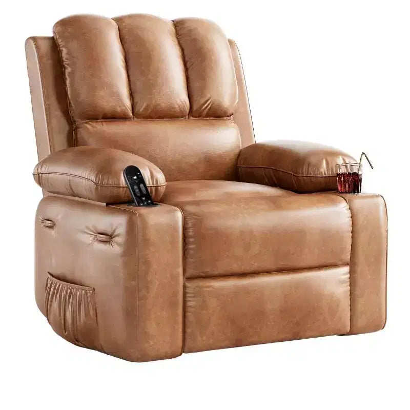Oversized Manual Recliner Chair, 360 Swivel Rocker Recliners with Heat & Massage, Soft Lazy Boy Recliner Sofa Chair