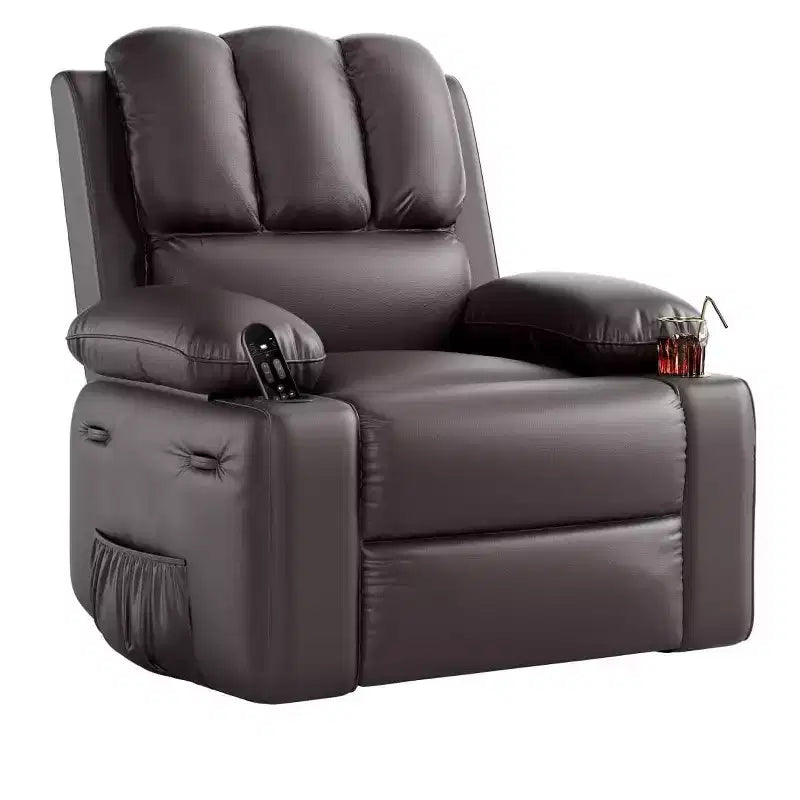 Oversized Manual Recliner Chair, 360 Swivel Rocker Recliners with Heat & Massage, Soft Lazy Boy Recliner Sofa Chair