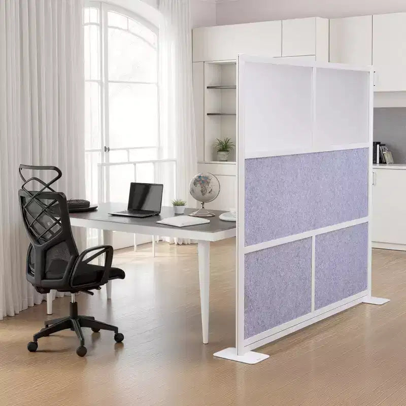Office Divider Privacy Partition, 1-Pack, 70 x 70 Modular Wall Room Divider, PET Workstation Cubicle Partition with Frosted Windows,Gray
