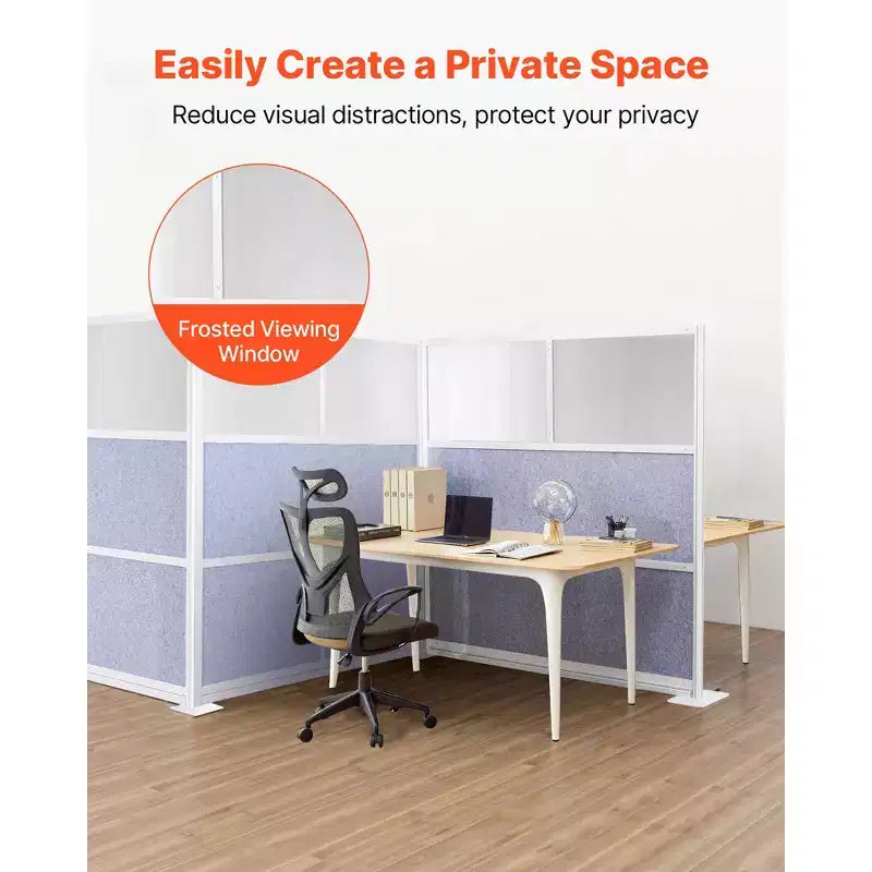 Office Divider Privacy Partition, 1-Pack, 70 x 70 Modular Wall Room Divider, PET Workstation Cubicle Partition with Frosted Windows,Gray