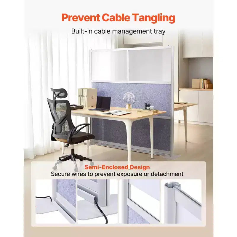 Office Divider Privacy Partition, 1-Pack, 70 x 70 Modular Wall Room Divider, PET Workstation Cubicle Partition with Frosted Windows,Gray