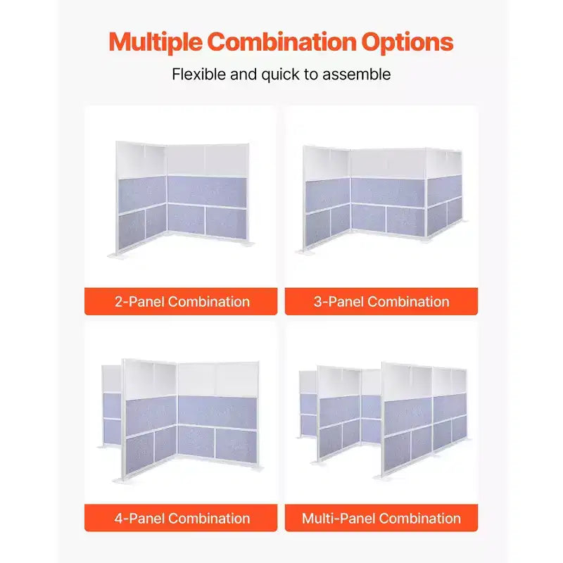 Office Divider Privacy Partition, 1-Pack, 70 x 70 Modular Wall Room Divider, PET Workstation Cubicle Partition with Frosted Windows,Gray