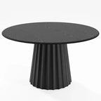 Table de salle à manger ronde en bois de 52 pouces, pour 4-6 personnes, avec plateau à bord incurvé et base cannelée conique pour salon/salle à manger, table basse ou bureau, couleur noire