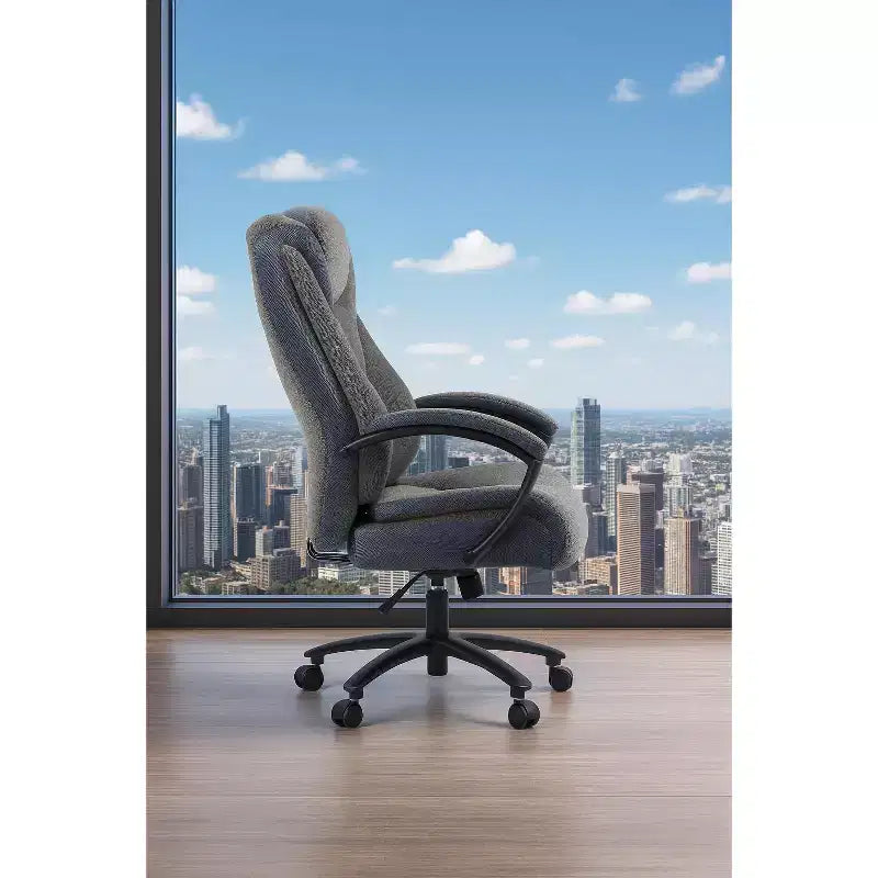 Executive Office Chair with Cotton Surface, Height-Adjustable Office Chair with High Back and Wheels for Office