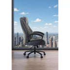 Fauteuil de bureau de direction avec surface en coton, dossier haut et roulettes, réglable en hauteur