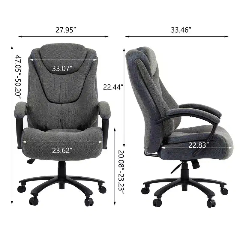 Executive Office Chair with Cotton Surface, Height-Adjustable Office Chair with High Back and Wheels for Office