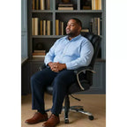 Fauteuil de bureau de direction avec surface en coton, dossier haut et roulettes, réglable en hauteur