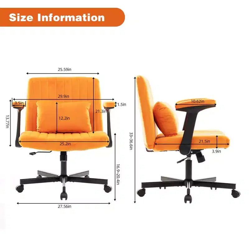Modern Velvet Office Chair with Padded Back, Desk Chair with Adjustable Armrest and Back, Comfy Chair for Office, Study