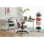 Fauteuil de bureau moderne en velours avec dossier rembourré, chaise de bureau avec accoudoir et dossier réglables, chaise confortable pour le bureau, le travail