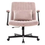 Fauteuil de bureau moderne en velours avec dossier rembourré, chaise de bureau avec accoudoir et dossier réglables, chaise confortable pour le bureau, le travail