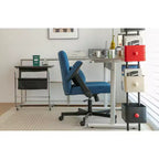Fauteuil de bureau moderne en velours avec dossier rembourré, chaise de bureau avec accoudoir et dossier réglables, chaise confortable pour le bureau, le travail
