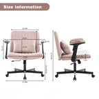Fauteuil de bureau moderne en velours avec dossier rembourré, chaise de bureau avec accoudoir et dossier réglables, chaise confortable pour le bureau, le travail