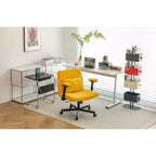 Fauteuil de bureau moderne en velours avec dossier rembourré, chaise de bureau avec accoudoir et dossier réglables, chaise confortable pour le bureau, le travail