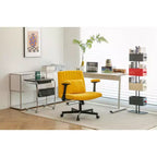 Fauteuil de bureau moderne en velours avec dossier rembourré, chaise de bureau avec accoudoir et dossier réglables, chaise confortable pour le bureau, le travail