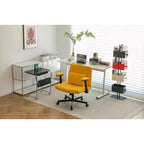 Fauteuil de bureau moderne en velours avec dossier rembourré, chaise de bureau avec accoudoir et dossier réglables, chaise confortable pour le bureau, le travail