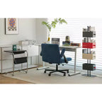 Fauteuil de bureau moderne en velours avec dossier rembourré, chaise de bureau avec accoudoir et dossier réglables, chaise confortable pour le bureau, le travail