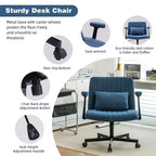 Fauteuil de bureau moderne en velours avec dossier rembourré, chaise de bureau avec accoudoir et dossier réglables, chaise confortable pour le bureau, le travail
