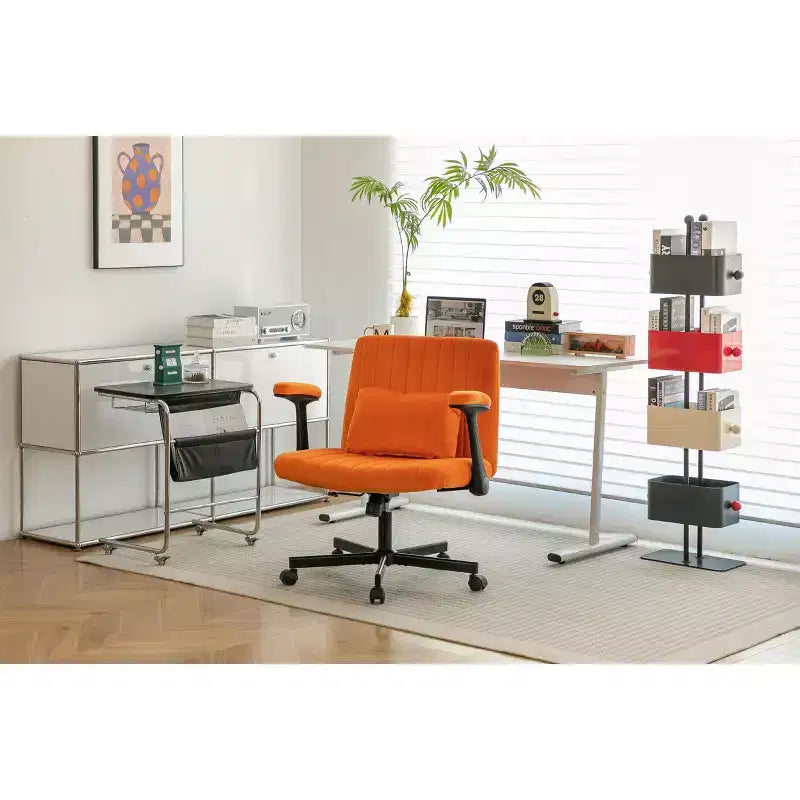 Modern Velvet Office Chair with Padded Back, Desk Chair with Adjustable Armrest and Back, Comfy Chair for Office, Study