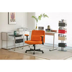 Fauteuil de bureau moderne en velours avec dossier rembourré, chaise de bureau avec accoudoir et dossier réglables, chaise confortable pour le bureau, le travail