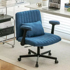 Okak Modern Velvet Office Chair with Padded Back, Desk Chair with Adjustable Armrest and Back, Comfy Chair for Office, Study