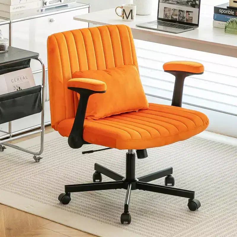 Modern Velvet Office Chair with Padded Back, Desk Chair with Adjustable Armrest and Back, Comfy Chair for Office, Study