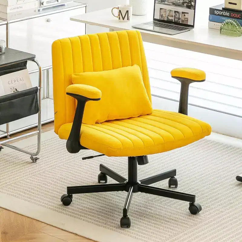 Modern Velvet Office Chair with Padded Back, Desk Chair with Adjustable Armrest and Back, Comfy Chair for Office, Study