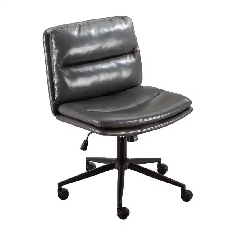 Height-Adjustable Office Chair, Extra-Wide Swivel Chair with Cushioned Seat and Back, Computer Chair for Office, Vanity Room