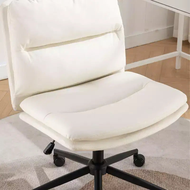 Height-Adjustable Office Chair, Extra-Wide Swivel Chair with Cushioned Seat and Back, Computer Chair for Office, Vanity Room