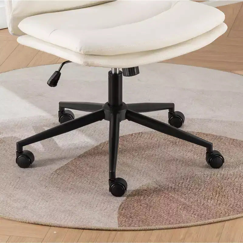 Height-Adjustable Office Chair, Extra-Wide Swivel Chair with Cushioned Seat and Back, Computer Chair for Office, Vanity Room