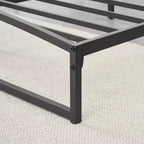 Cadre de lit bas – Plateforme métallique Queen Size, lattes en acier de 15 cm, silencieux, montage facile, mobilier de chambre moderne, pas besoin de sommier tapissier
