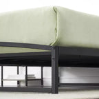 Cadre de lit bas – Plateforme métallique Queen Size, lattes en acier de 15 cm, silencieux, montage facile, mobilier de chambre moderne, pas besoin de sommier tapissier