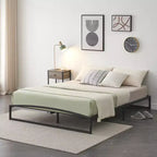 Low Profile Bed Frame - Queen Size Metal Platform, 6 Inch Steel Slats, Noise-Free, Easy Assembly, Modern Bedroom Furniture, No Box Spring Needed