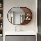 GDFStudio Norvyn 23.6 Round Wall Mirror with Sliding Storage Cabinet