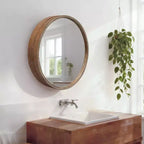 Miroir mural rond de 23,6 po avec armoire de rangement coulissante