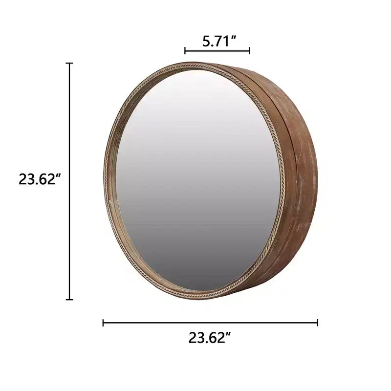 23.6 Round Wall Mirror with Sliding Storage Cabinet