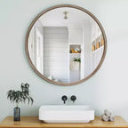 Miroir mural rond de 23,6 po avec armoire de rangement coulissante
