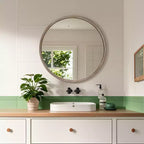 Miroir mural rond de 23,6 po avec armoire de rangement coulissante