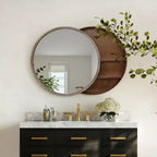 Miroir mural rond de 23,6 po avec armoire de rangement coulissante