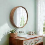 Miroir mural rond de 23,6 po avec armoire de rangement coulissante