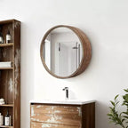 Miroir mural rond de 23,6 po avec armoire de rangement coulissante