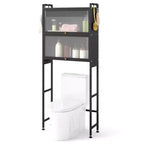 66 Organiseur de salle de bain avec 2 armoires relevables, portes cannelées transparentes, 4 crochets Noir/Blanc