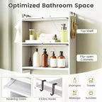 66 Organiseur de salle de bain avec 2 armoires relevables, portes cannelées transparentes, 4 crochets Noir/Blanc