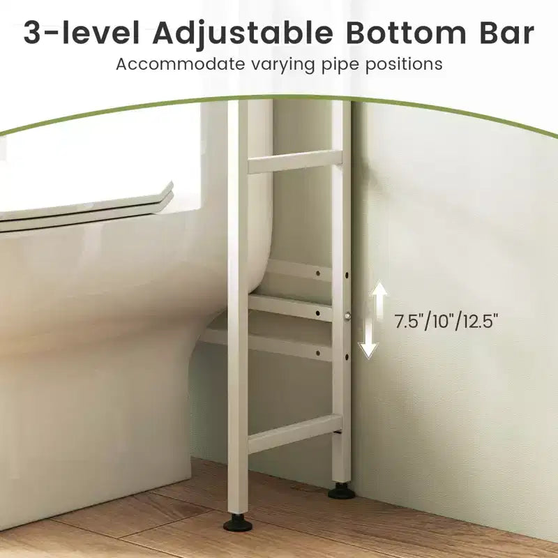 66 Bathroom Organizer with 2 Flip-up Cabinets, See-through Fluted Doors, 4 Hooks Black/White