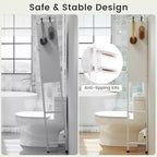 66 Organiseur de salle de bain avec 2 armoires relevables, portes cannelées transparentes, 4 crochets Noir/Blanc